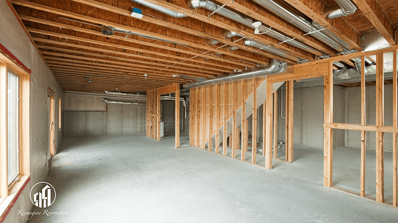 A basement being turned into a living space