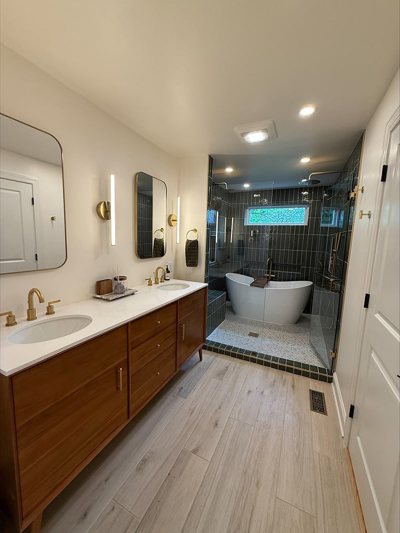 A newly remodeled modern bathroom